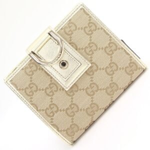 Gucci Folio Wallet GG Canvas 154255 Beige Gold Leather Women's Round GUCCI | AlmaBagz