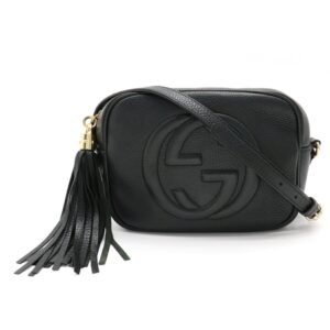 Gucci Soho Small Disco Tassel Shoulder Bag Pochette Leather Black 308364 | AlmaBagz