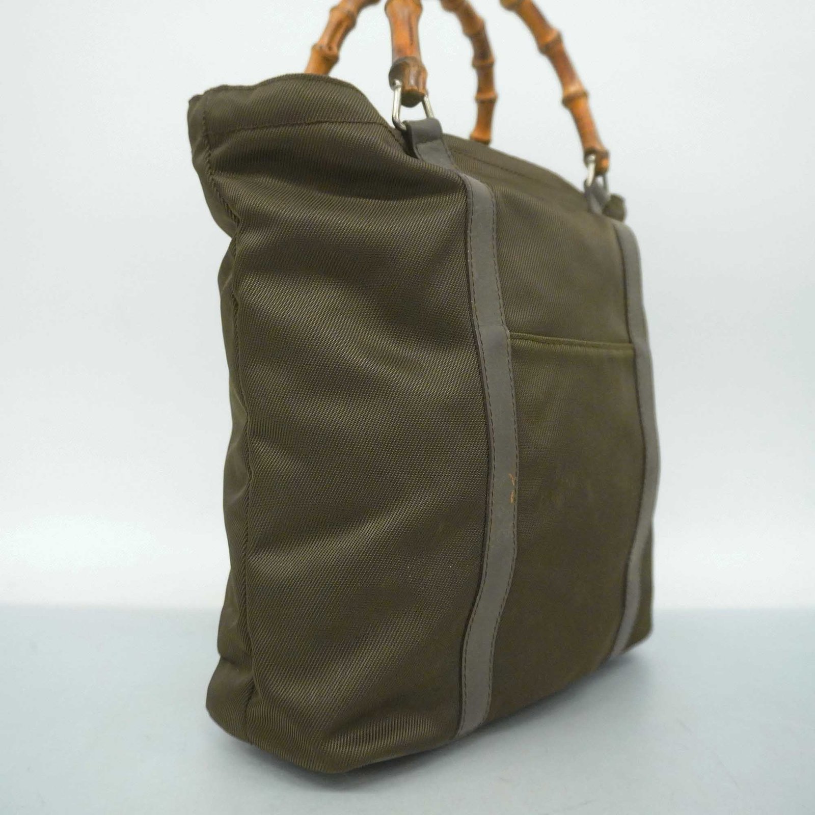 GUCCI Bamboo Handbag 000 1998 0508 Women's Nylon Canvas Handbag Brown | AlmaBagz