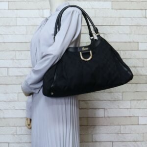 GUCCI Abbey GG Campus Shoulder Bag Canvas Black Women's | AlmaBagz