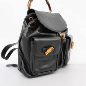 Gucci Bamboo Rucksack 003 2058 0016 Women,Men,Unisex Leather Backpack Black | AlmaBagz
