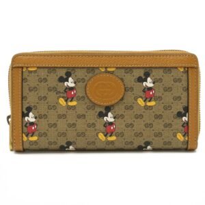 Gucci Micro GG Disney Collaboration Mickey Mouse Zip Around Round Long Wallet PVC Brown 602532 | AlmaBagz