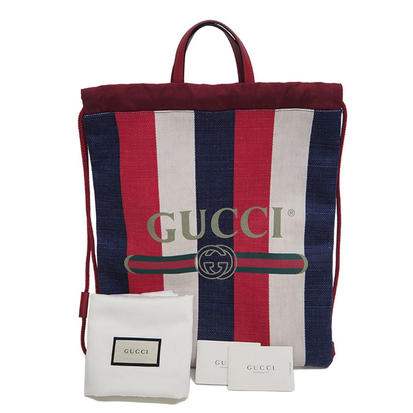 Gucci 473872 drawstring backpack tote rucksack canvas knapsack tricolor | AlmaBagz - Image 10