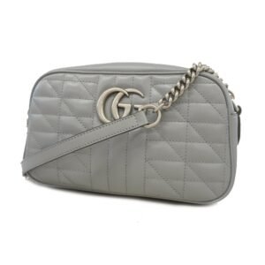 Gucci Shoulder Bag GG Marmont 447632 Leather Gray Silver metal | AlmaBagz