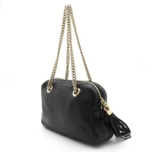 GUCCI Soho Interlocking G Chain Shoulder Bag Tassel Leather Black 308983 | AlmaBagz