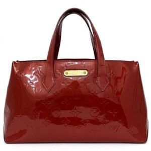 Louis Vuitton Handbag Wilshire PM Red Pom Damour Monogram Verni M93642 Bag Enamel Patent Leather ** 4049 LOUIS VUITTON Plate Ladies Tote LV Gold | AlmaBagz