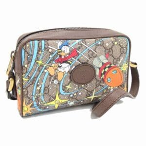 Gucci Shoulder Bag Disney Collaboration Donald Duck GG Supreme 648124 Beige Brown PVC Leather Mini Small Pochette Back Ladies GUCCI | AlmaBagz