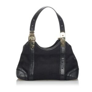 Gucci Horsebit Handbag 145761 Black Canvas Leather Ladies GUCCI | AlmaBagz