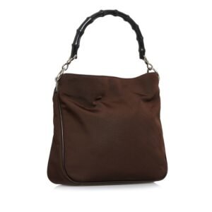 GUCCI Bamboo Handbag One Shoulder Bag 001 1638 Brown Black Nylon Leather Ladies | AlmaBagz