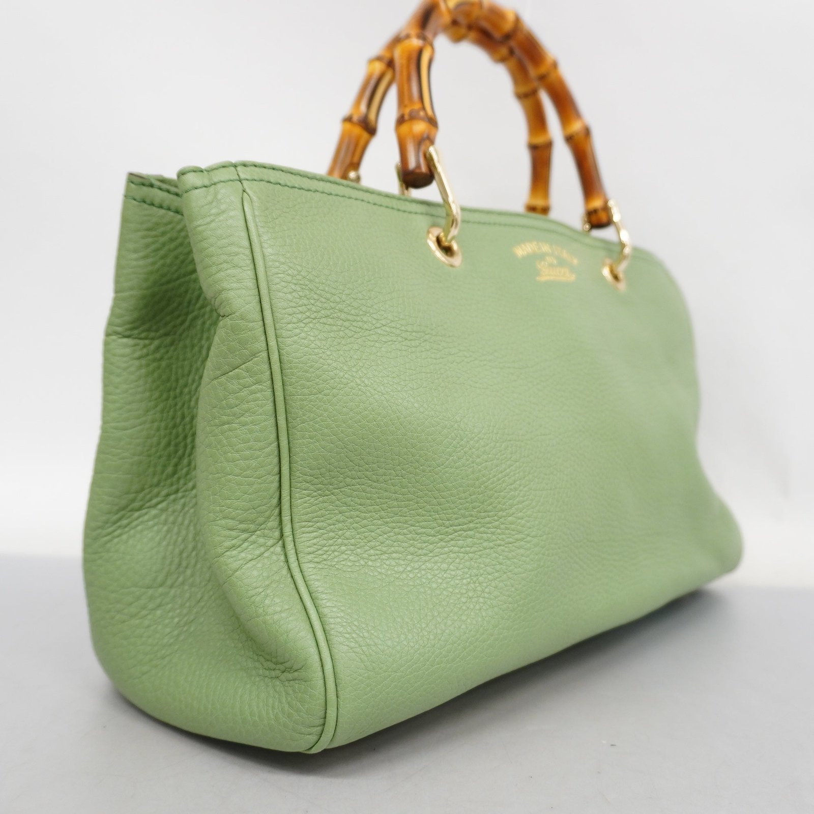GUCCI Bamboo 2way Bag 323660 Leather Handbag,Shoulder Bag Light Green | AlmaBagz