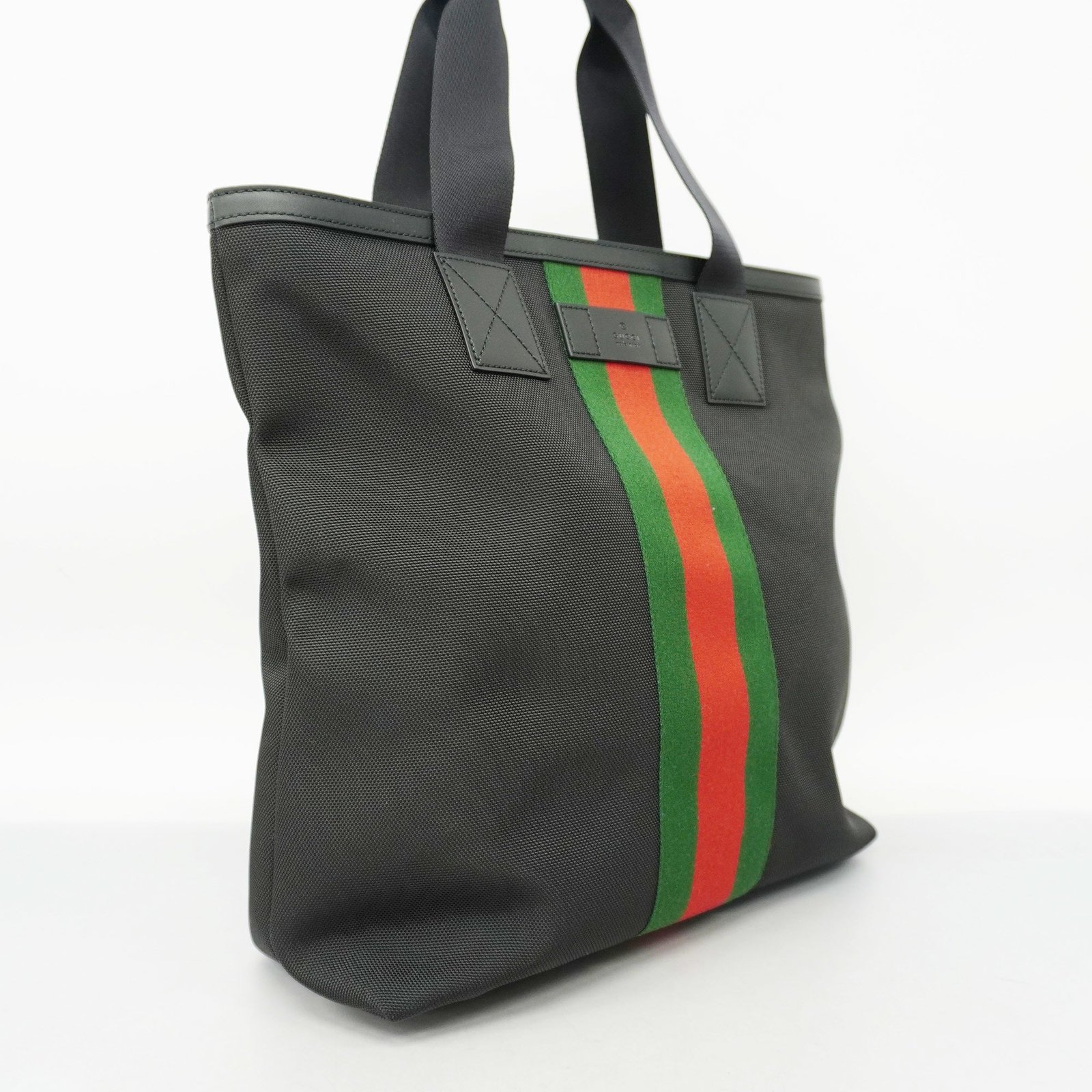 GUCCI Sherry Line Women's Canvas Tote Bag Black | AlmaBagz