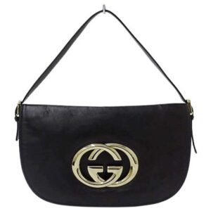 Gucci bag ladies shoulder leather black 161727 | AlmaBagz