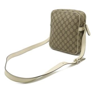 GUCCI GG Plus Supreme Shoulder Bag Pochette PVC Leather Khaki Beige Brown Ivory 233268 | AlmaBagz