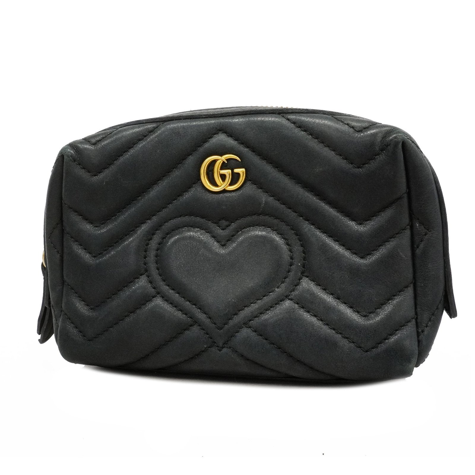 Gucci GG Marmont 476165 Women's Leather Pouch Black | AlmaBagz