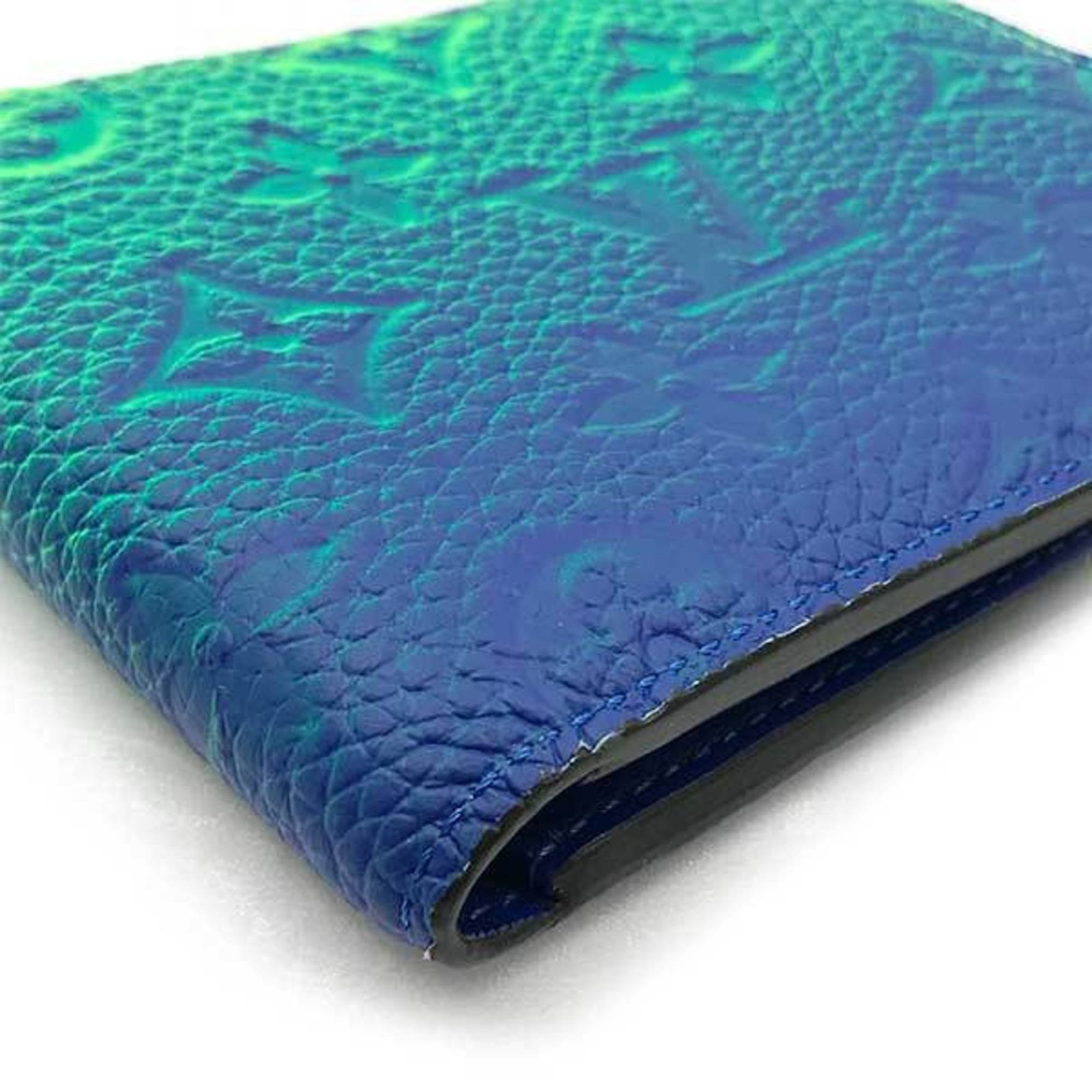 LOUIS VUITTON Portofeuil Slender NM Wallet Long Monogram Neon Color Blue x Green Men Women M81242 | AlmaBagz - Image 4