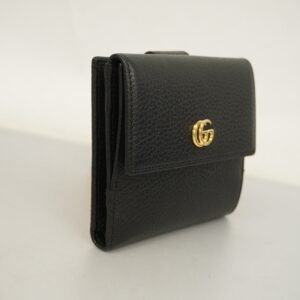 GUCCIAuth  GG Marmont Gold Hardware 456122 Women's Leather Wallet Black | AlmaBagz