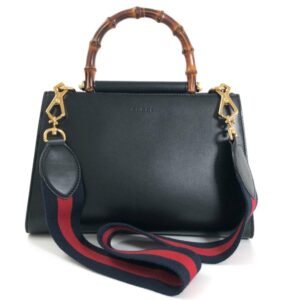 GUCCI Shoulder Bag Bamboo Nim Fair Hand 459076 Leather Black Ladies | AlmaBagz