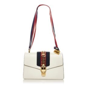 Gucci Sylvie Small Shoulder Bag 421882 White Red Navy Leather Ladies GUCCI | AlmaBagz