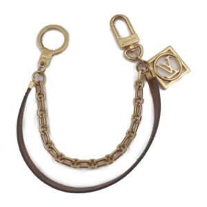 LOUIS VUITTON Chenne Dauphine Keychain M69553 Monogram Reverse Canvas Brown Gold Hardware Key Ring Bag Charm | AlmaBagz