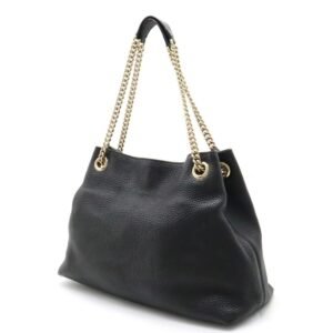 GUCCI Soho Interlocking G Chain Bag Shoulder Tote Leather Black 308982 | AlmaBagz
