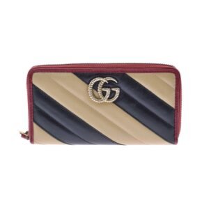 Gucci GG Marmont Round Long Wallet Beige/Black/Red 573810 Women's Leather | AlmaBagz