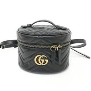 Gucci GG Marmont Mini Backpack 598594 Black Quilted Leather Double G Vanity | AlmaBagz