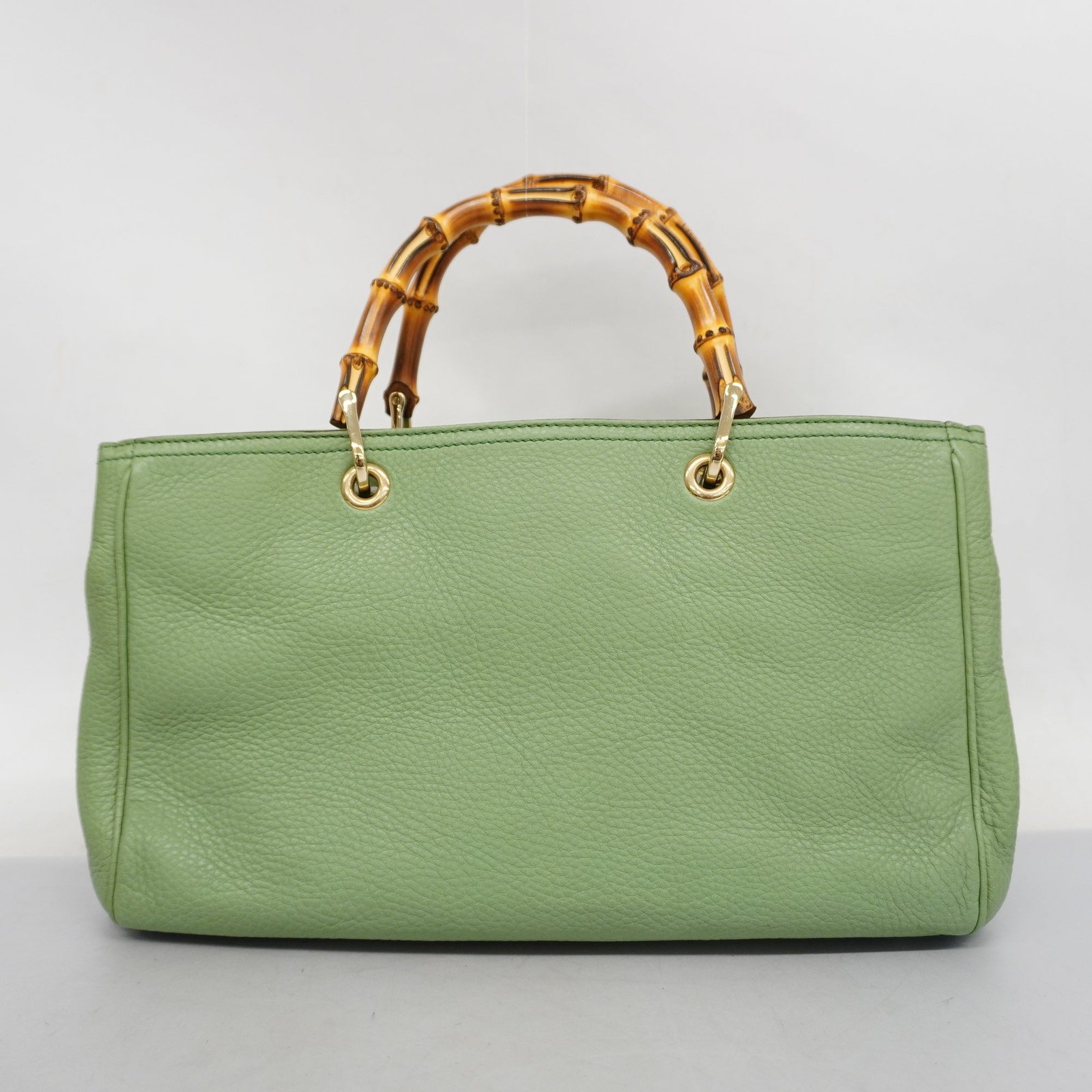 GUCCI Bamboo 2way Bag 323660 Leather Handbag,Shoulder Bag Light Green | AlmaBagz - Image 13