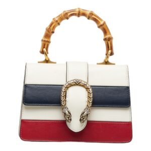 GUCCI Bamboo Duonissos Handbag Shoulder Bag White Multicolor Leather Women's | AlmaBagz