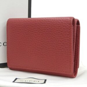 GUCCI GG Marmont Leather Trifold Wallet 474746 Red Women's | AlmaBagz