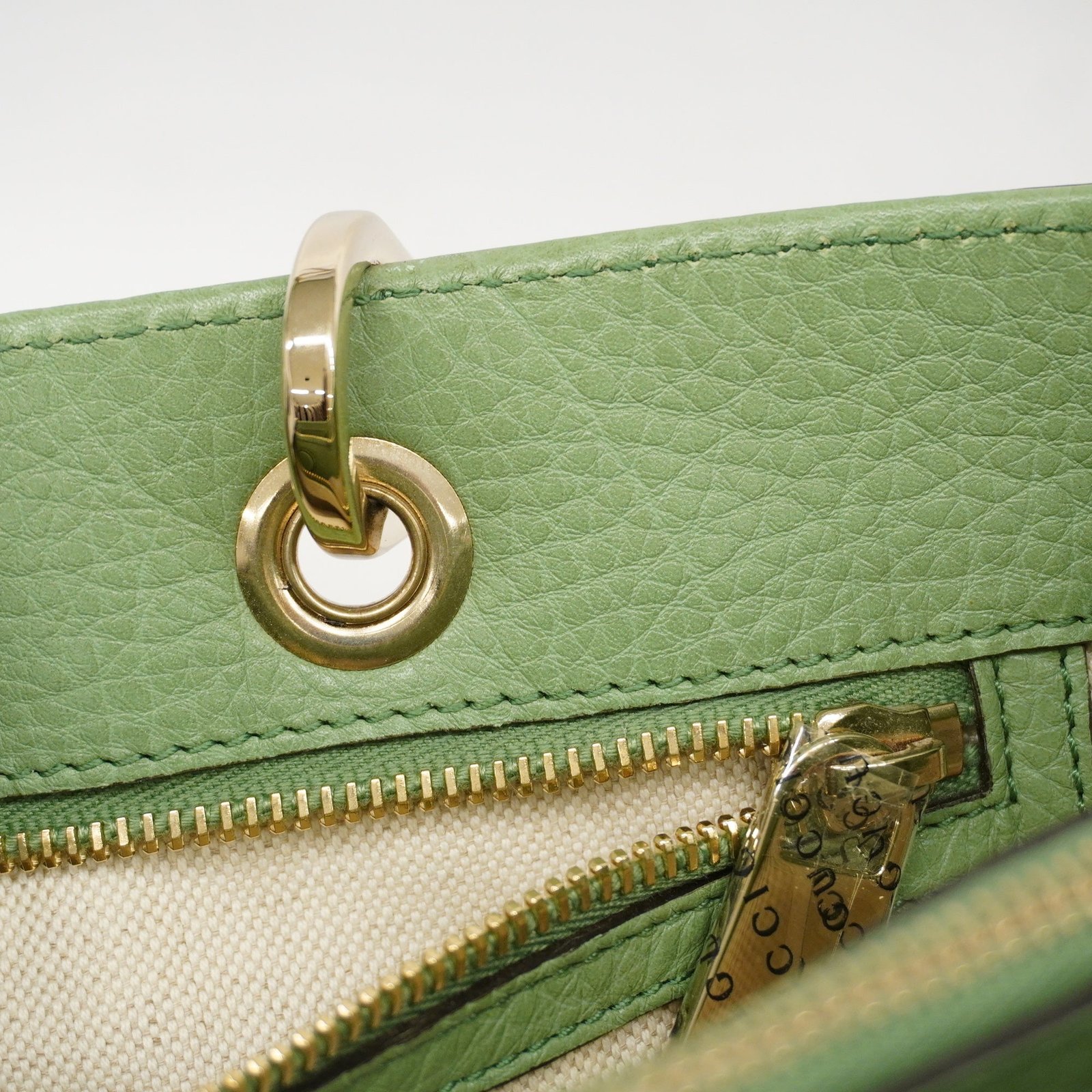 GUCCI Bamboo 2way Bag 323660 Leather Handbag,Shoulder Bag Light Green | AlmaBagz - Image 9
