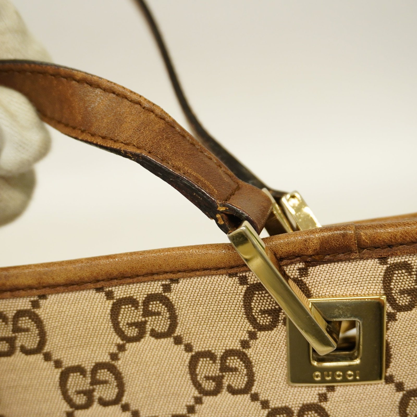 GUCCI GG Canvas Handbag 002 1099 Women's Leather Handbag Beige,Brown | AlmaBagz - Image 9