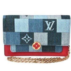 Louis Vuitton Chain Wallet Shoulder Bag LOUIS VUITTON FLORE CHAIN WALLET M69036 Denim Monogram | AlmaBagz