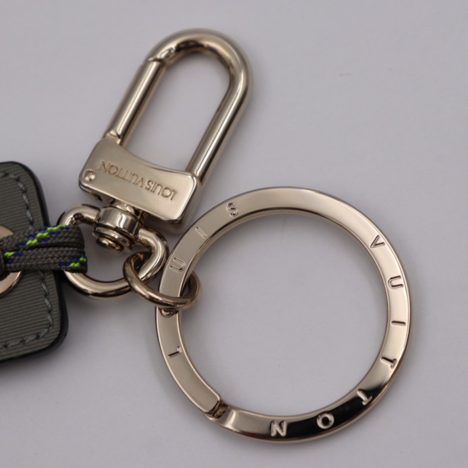 LOUIS VUITTON Portocre Tag Monogram Fluo Keychain MP2126 Titanium Canvas Gray Series Silver Hardware Key Ring Bag Charm | AlmaBagz - Image 3