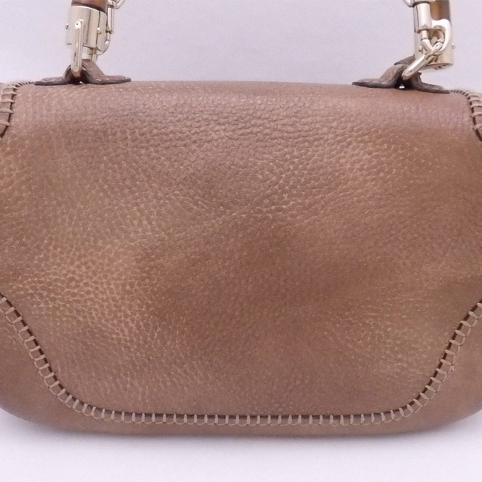 Gucci 2Way Bag Bamboo Brown Leather x Gold Hardware Handbag Shoulder Women's 224964 | AlmaBagz - Image 2