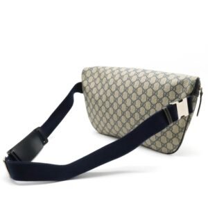 GUCCI GG Plus Supreme Body Bag Hip Waist PVC Leather Beige Navy Dark Blue 211110 | AlmaBagz