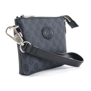 Gucci Crossbody Shoulder Bag Pouch Interlocking G GG Supreme Canvas Dark Gray Men's 723306 | AlmaBagz