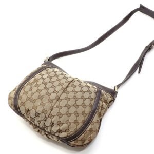 GUCCI Shoulder Bag Abbey Women's Beige Brown GG Canvas Leather 203257 | AlmaBagz