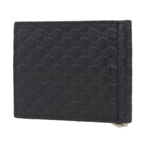 GUCCI Micro sima Leather Money Clip Bifold Wallet 544478 Black Men's | AlmaBagz