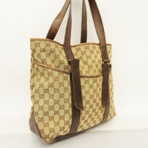 GUCCI GG Canvas 002-1073 Women's Leather Tote Bag Beige,Brown | AlmaBagz