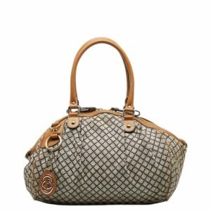 GUCCI Diamante Sookie Handbag Shoulder Bag 2WAY 223974 Beige Black Canvas Leather Ladies | AlmaBagz