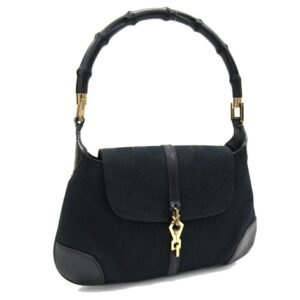 Gucci Handbag GG Jackie 005.0811 Black Canvas Leather Ladies Bamboo GUCCI | AlmaBagz