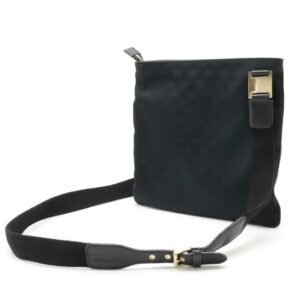 Gucci GG Canvas Horsebit Shoulder Bag Leather Black 145809 | AlmaBagz