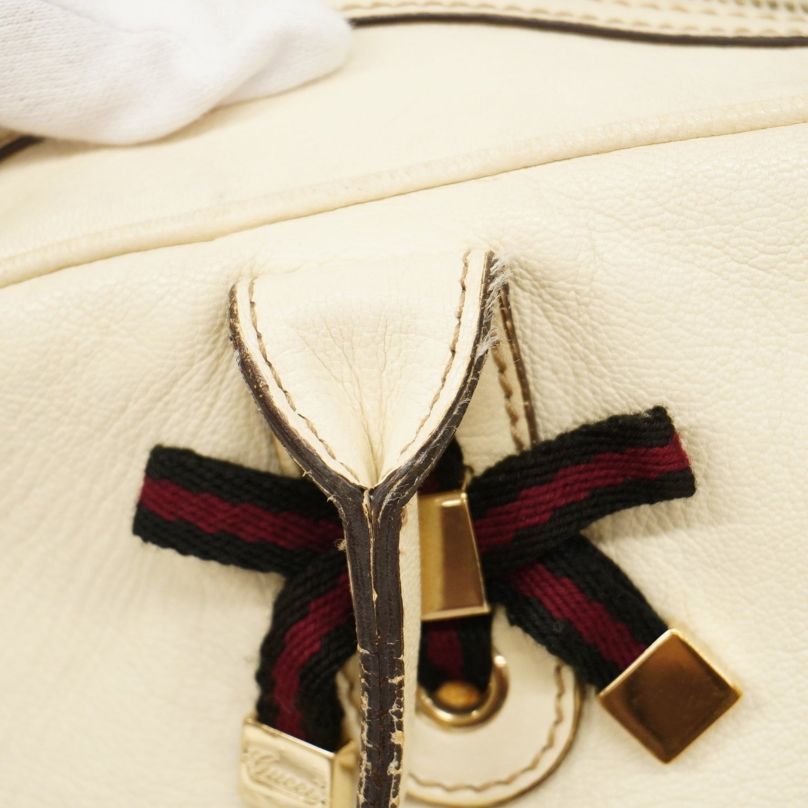 GUCCI Sherry Princey 163805 Women's Leather Tote Bag Ivory | AlmaBagz - Image 6