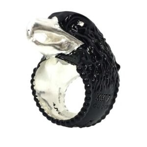 Gucci ANGER FOREST Anger Forest EAGLE HEAD Eagle Head Ring ???15 AG925 Silver x Black Bird Men's | AlmaBagz