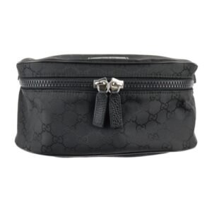GUCCI Waist Bag 449182 GG Nylon x Leather Black Silver Hardware Body Hip | AlmaBagz