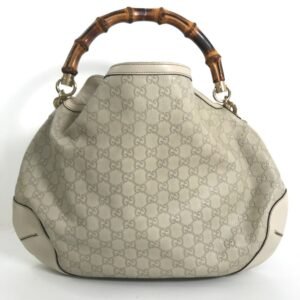 GUCCI Handbag Shima Bamboo 2way Shoulder 169976 Leather Cream Ladies | AlmaBagz