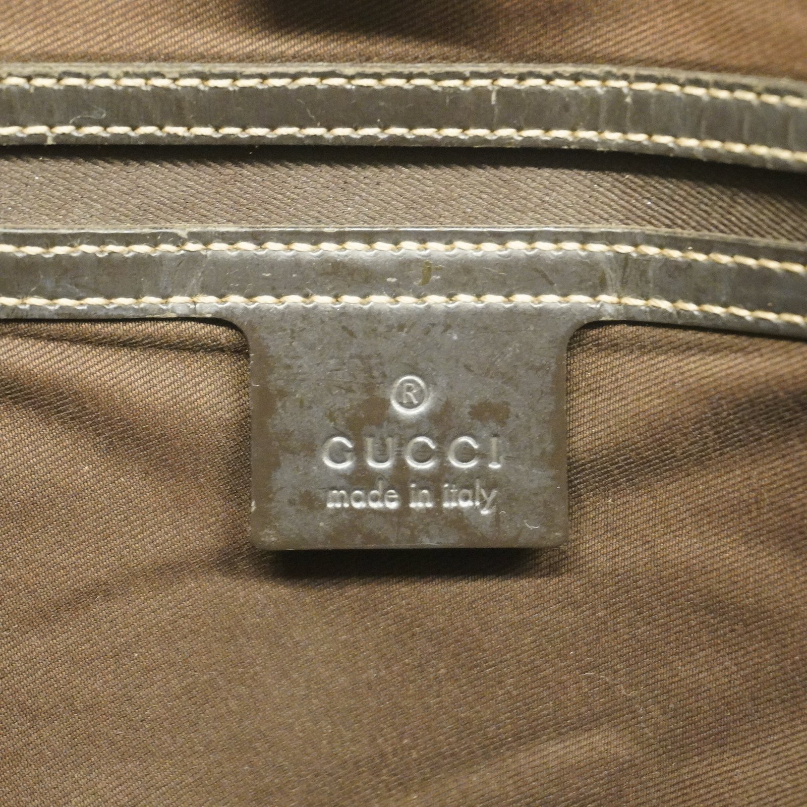 GUCCI GG Supreme 197953 Women's Leather Tote Bag Beige,Dark Brown | AlmaBagz - Image 7