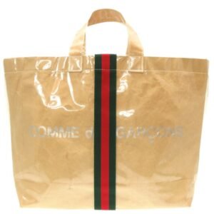 GUCCI x Comme des Garçons Sherry Line Vinyl Craft Beige Tote Bag Brown | AlmaBagz