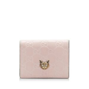 Gucci Shima Cat Bifold Wallet 548057 Pink Leather Ladies GUCCI | AlmaBagz