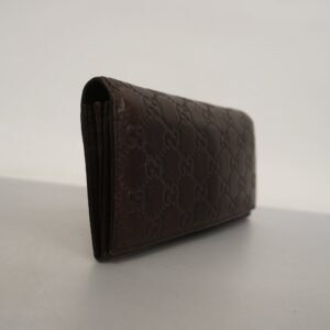 GUCCI ssima Bi-fold Long Wallet Silver Metal Fittings 233154 Brown | AlmaBagz